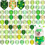 Bulyoou 72 Pcs St Patrick's Dog Bandanas Bulk Shamrock Bandanas for Dog Adjustable Washable Pet Triangle Scarf Soft Kerchief Bib for St Patrick's Holiday Pet Costume Accessories
