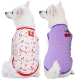 Blueberry Pet Pack of 2 Soft & Comfy Spring Hope Floral Cotton Blend Dog T Shirts Tank Top, Back Length 10", Clothes for Dogs