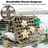 Jevnd Seagrass Handwoven Bird Bed for Cage, DIY Parakeet Nest & Climbing Ladder, Breathable Bird Hammock Tent with Chewable Toys, Cozy Parrot Sleeping Hut for Small Medium Birds Like budgies Lovebirds