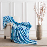 Allisandro Luxurious Dog Blanket, 350 GSM Super Fuzzy Microplush Fleece Pet Blankets for Small Medium Large Dogs and Cats, Blue Paw and Bone, 80" x 64"