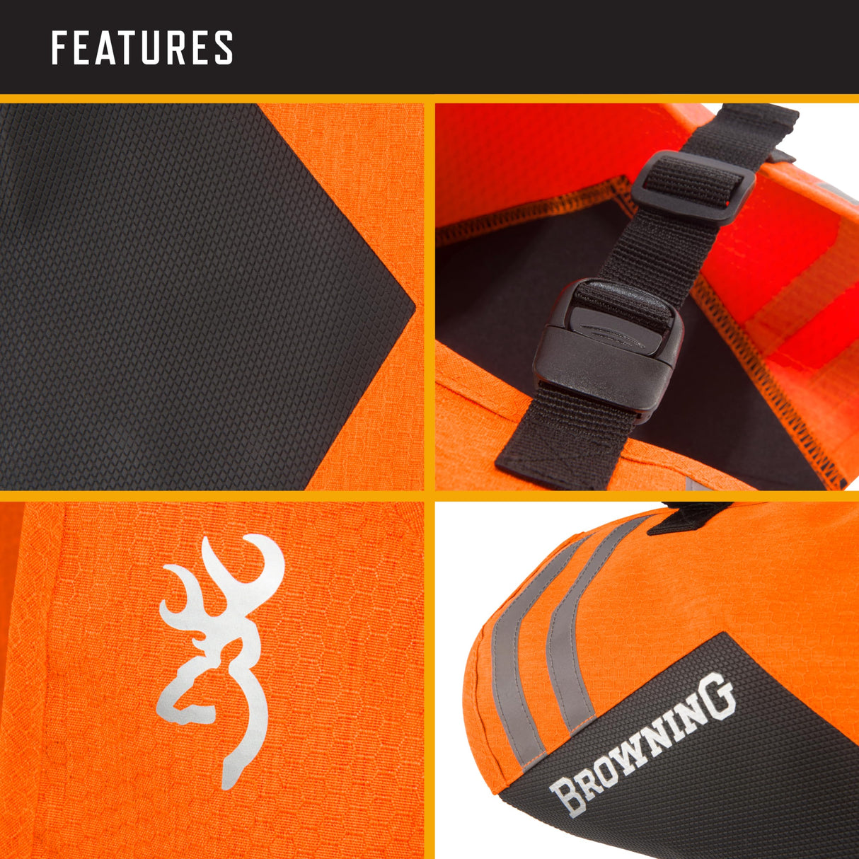 Browning Pet Vests, Hi Vis Safety Vests for Dogs, Saftey Orange, Large, Full Coverage
