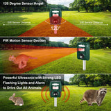 AMIATCH Solar Ultrasonic Animal Repeller, Motion Detection, LED Flashing Light, Cat Repellent Outdoor, Dog, Squirrel, Raccoon, Skunk, Rabbit, Rodent, Fox, Deer, etc.