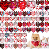 Reginary 72 Packs Valentine's Dog Bandanas Bulk Dog Heart Red Bandanas Valentine Pet Scarf Bibs Triangle Puppy Bibs Adjustable Puppy Scarf for Pet Costume Accessories