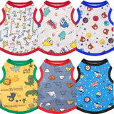 Geyoga 6 Pieces Cute Printed Pet Shirts - Cotton Breathable Puppy Sweatshirt Apparel Outfit for Dogs (S)