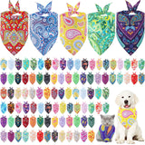 Sanwuta 100 Pcs Paisley Dog Bandana Bulk Pet Triangle Scarf Bibs Bandanas for Dogs Washable Puppy Kerchief Adjustable Grooming Supplies for Small Medium Large Seasonal Cat Costume Accessories