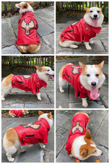 Lovelonglong Cool Dog Leather Jacket, Warm Coats Dogs Windproof Cold Weather Coats for Large Medium Small Dogs with Eagle Embroidery Red XL
