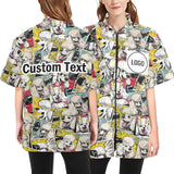 COWSROCK Custom Dog Grooming Smock with Cute Puppy Print – Waterproof, Hair-Resistant Jacket with Logo and Name, Full-Zip Uniform with Pockets for Groomers, Vets, and Pet Salons
