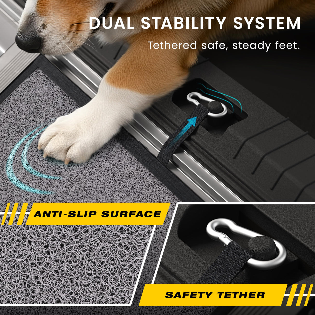 PATHOSIO PETS Portable Dog Ramp for Car – Foldable Dog Car Ramp for Truck, SUV, High Bed & Sofa with Anti-Slip Feet & Traction Carpet – Small to Large Breeds (71" Long & 17" Wide)