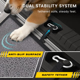 PATHOSIO PETS Portable Dog Ramp for Car – Foldable Dog Car Ramp for Truck, SUV, High Bed & Sofa with Anti-Slip Feet & Traction Carpet – Small to Large Breeds (71" Long & 17" Wide)