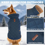 Vitiswap Dog Winter Coat, Warm Dog Jacket Windproof Waterproof Pet Cold Weather Coats for Small Dogs, Turtleneck Fleece Lined Dogs Clothes with Leash Hole, Navy Medium
