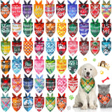 50 Pcs Plaid Dog Bandanas Bulk Cute Dog Scarf Bibs Puppy Pet Bandanas with Captions Adjustable Cat Outfit Washable Triangle Scarf Kerchief for Small to Medium Girl Boy pet(Cute)