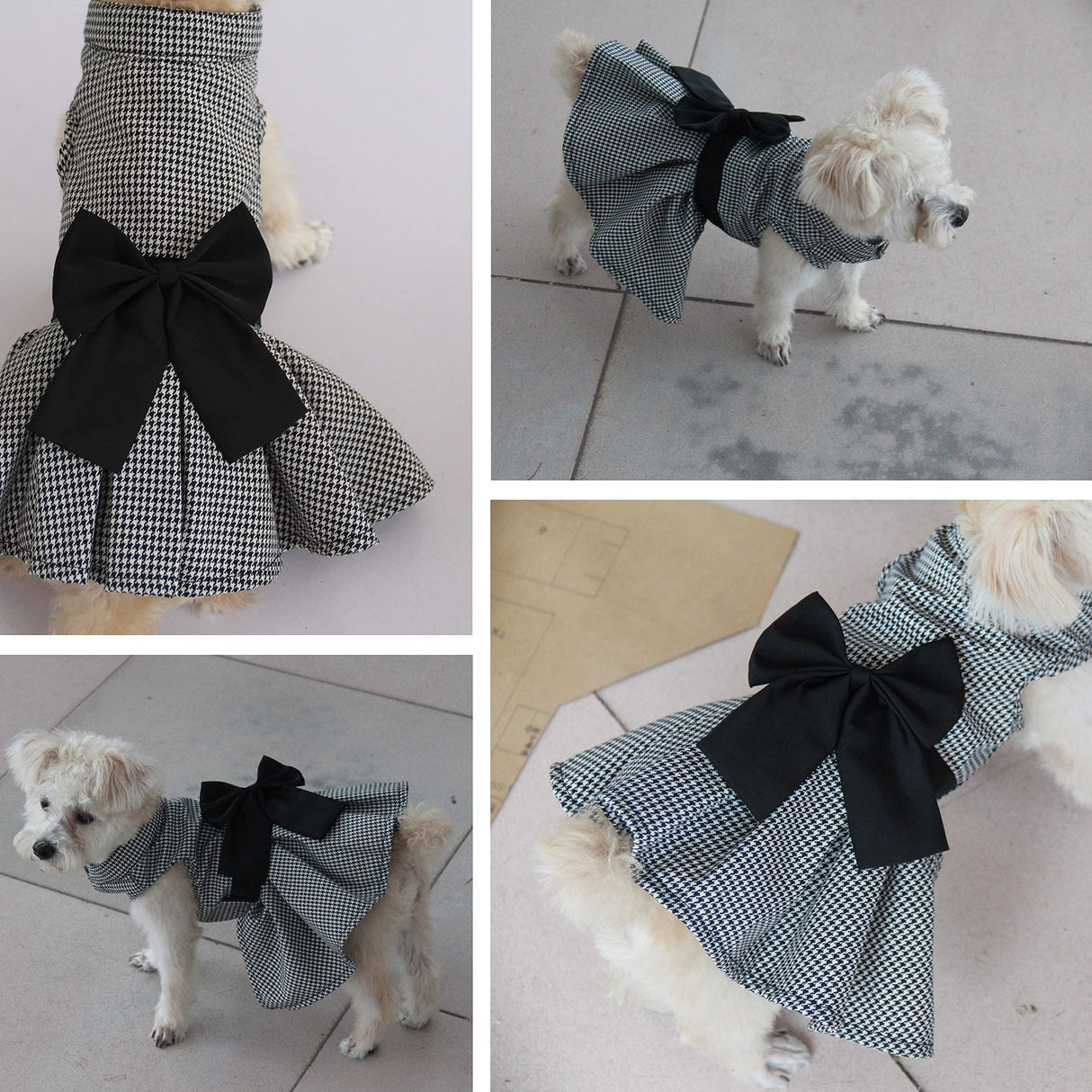 Dog Dress with Bowknot, Fashional All Weather Puppy Clothes Wedding Holiday Princess Pet Dresses for Small Dogs Cats Girl (White&Black, Small)