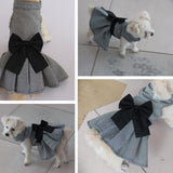 Dog Dress with Bowknot, Fashional All Weather Puppy Clothes Wedding Holiday Princess Pet Dresses for Small Dogs Cats Girl (White&Black, Small)