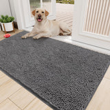Amyracel Absorbent Dog Door Mat for Muddy Paws, 72" x 36" Non Slip Washable Door Mat Indoor Entrance, Quick Dry Chenille Pet Entry Rugs for Entryway Indoor, Grey