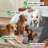 5 Step Pet Stairs Ramp for High Beds Sofas 23-30 Inch with Sturdy Non Slip Waterproof Pads, Machine Washable Cover Indoor Balanced Design for Cats Dogs Small Medium Large XL Pets Pink, Large