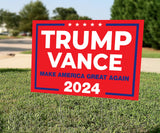 SignPro Trump Vance 2024 Yard Sign | Trump JD Vance Lawn Sign | Trump Vance Make America Great Again Sign | 18" x 12" Corrugated Plastic Outdoor Weatherproof Yard Signs With H Stake | Double Sided