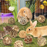 Bunny Chew Grass Balls, Rolling Chew Toys for Small Animals, Improving Dental Health, Natural Chew Grass Toys for Rabbits, Guinea Pigs, Chinchillas, Hamsters, Mice (16 Pcs)