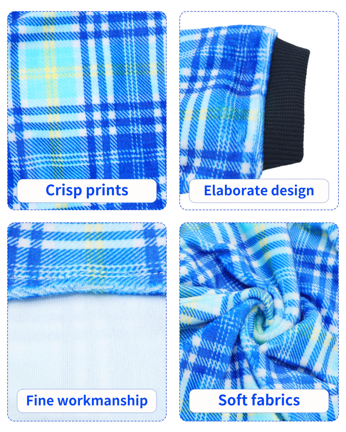 PET SHOW 4 Pack Small Dog Pajamas Cute Dinosaur Monster Clothes for Medium Dogs Soft Stretchy PJs Plaid Jumpsuit Puppy Tie Dye Onesies Outfits with Sleeve Pets Dachshund Costume(XXL, Blue for Boys)