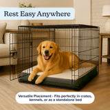 Orthopedic Dog Bed - 2-Layer 36x27-Inch Memory Foam Pet Mattress with Machine-Washable Sherpa Cover for Large Dogs up to 65lbs by PETMAKER (Gray)