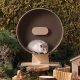 Tafit Quiet Hamster Wheel 10.2 Inch Dual-Bearings Silent Small Animals Running Exercise Wheel Height Adjustable for Syrian Hamsters, Gerbils, Rats, or Other Small Pets, Nut Brown