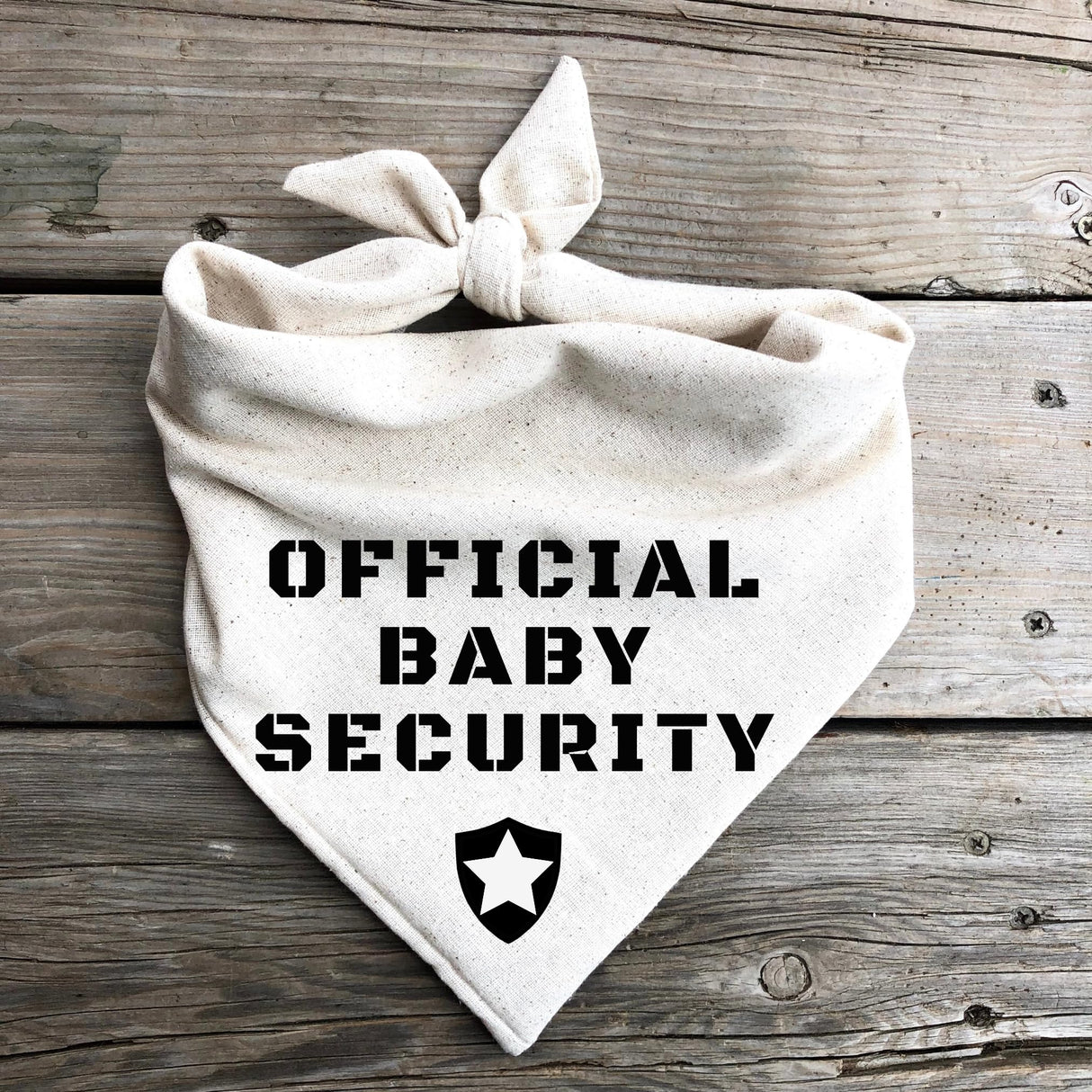 Official Baby Security Dog Bandana Pregnancy Announcement Creamy Oatmeal (Large)