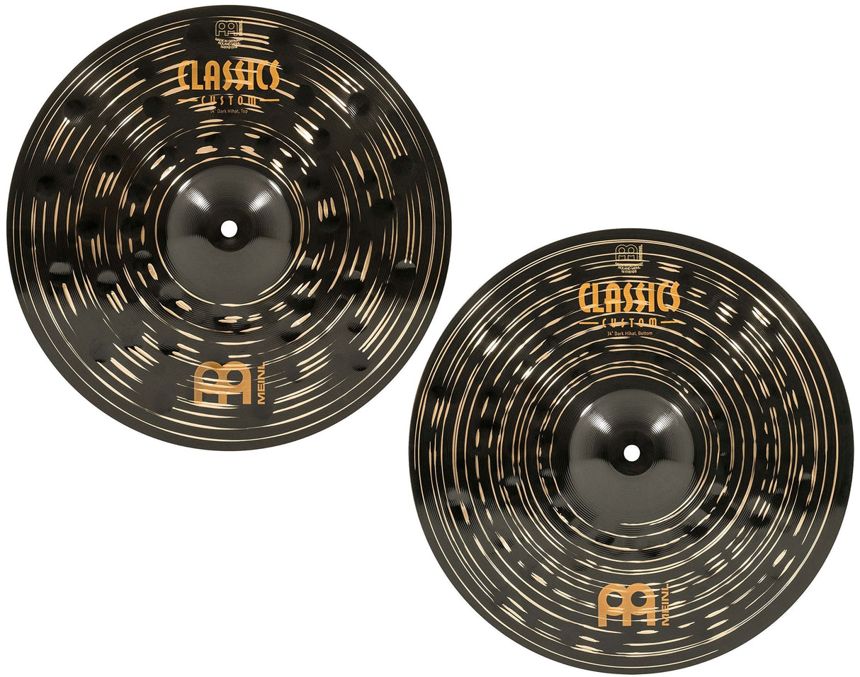 Meinl 14" Hihat (Hi Hat) Cymbal Pair - Classics Custom Dark - Made in Germany, 2-YEAR WARRANTY (CC14DAH)