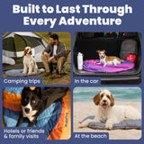 Travel Dog Bed (42" x 30")- Foldable & Packable for Travel, Road Trip, Camping– Lightweight, Water Resistant & Cozy with Soft Padding– Compact, Portable & Machine Washable– Large & Small Breeds: Grey