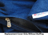 Dogbed4less XXL 55X37X4 Inches Blue Color Denim Jean Dog Pet Bed External Zipper Duvet Cover - Replacement Cover only