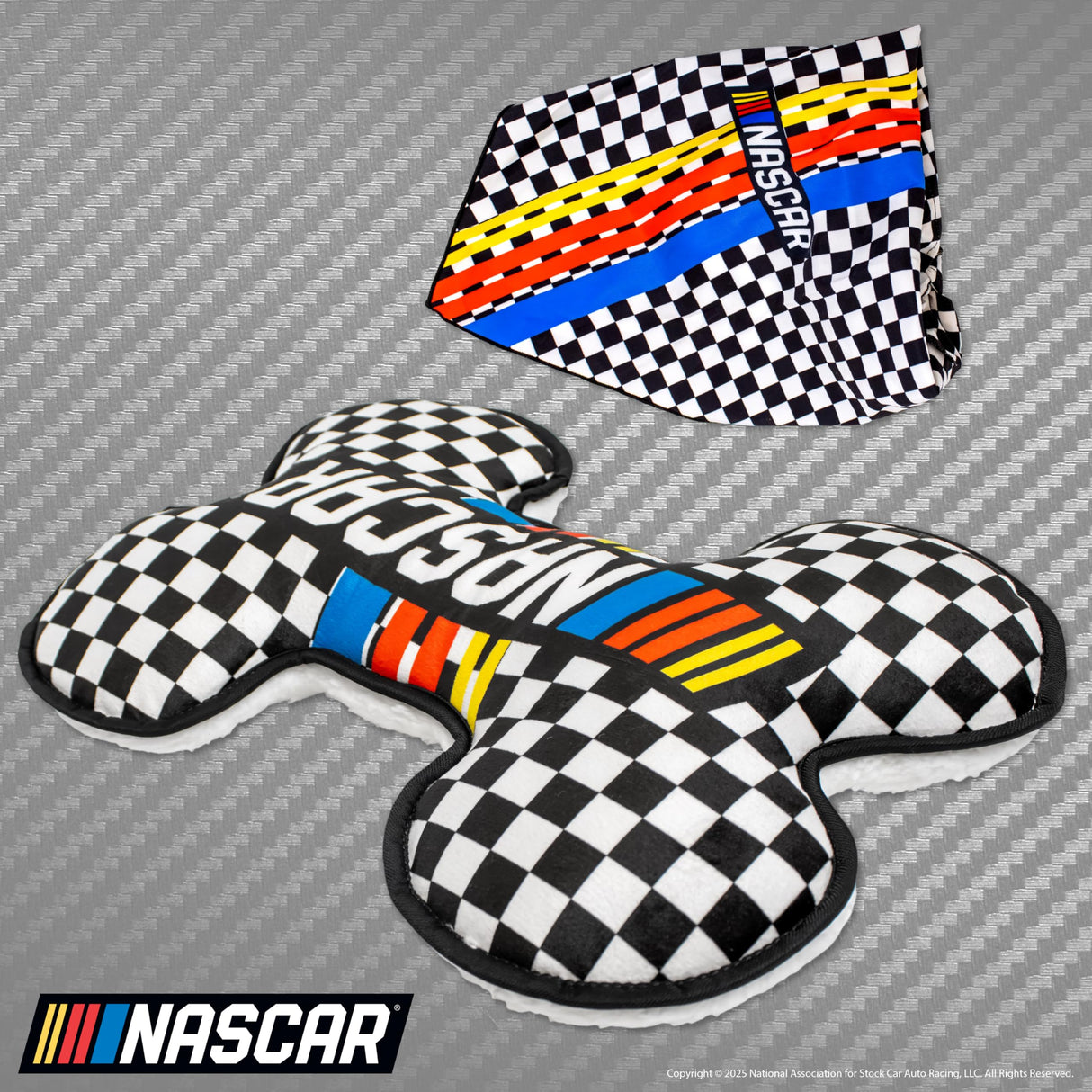 design LAB, Inc. NASCAR Official Merchandise | NASCAR Toy Bone Plush & Bandana, Medium | Soft Squeaky Pet Toy for Dogs Gift Set
