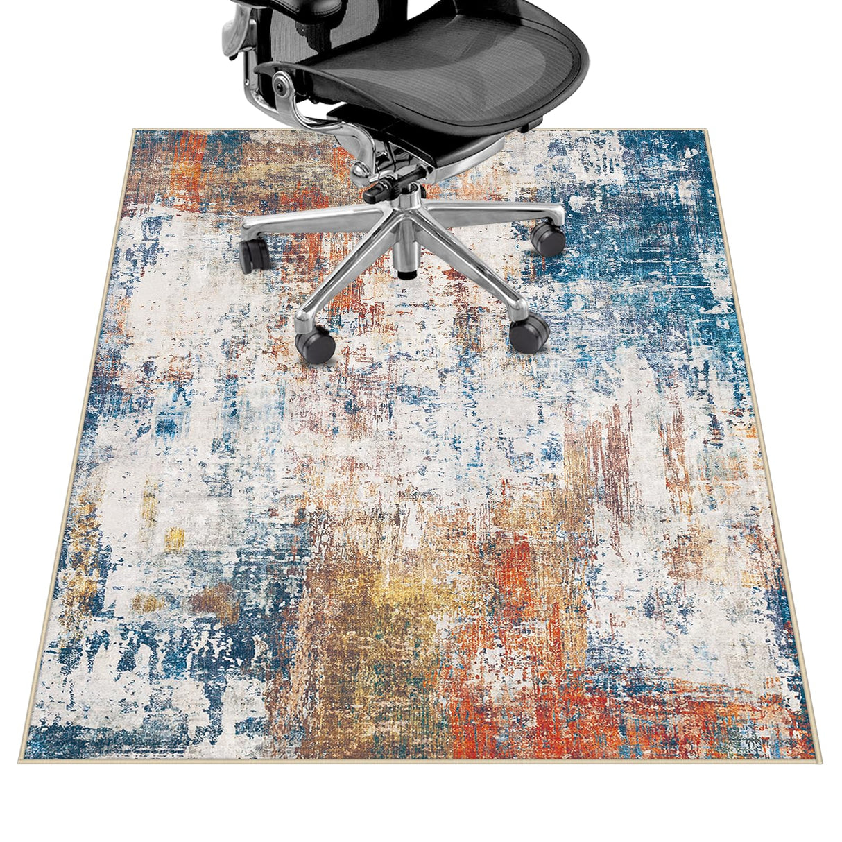 Office Chair Mat for Hardwood Floor & Tile Floor,36"X 48" Heavy Duty Desk Chair Mat for Hard Floors, Under Desk Rug for Rolling Computer Chair,Anti Slip,Low Pile Carpet Floor Protector-Abstract Multii