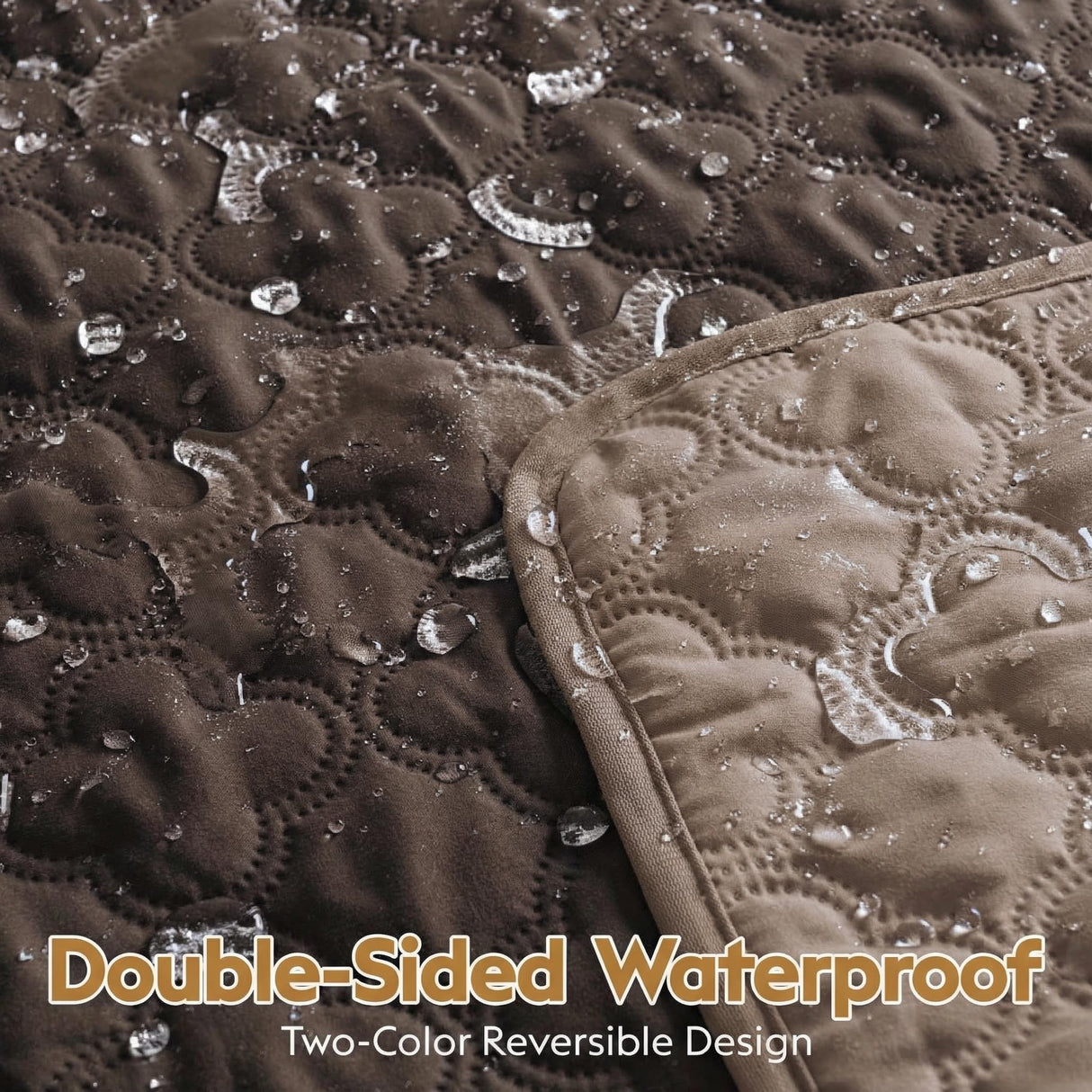 FunFurry Waterproof Dog Blanket, Couch Cover for Dogs Washable, Reversible Dog Bed Cover, Couch Furniture Protector. (Dark＆Light Brown, 82 X 82 Inch - 1 Pack)
