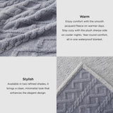 Bedsure Waterproof Dog Blankets for Bed - Pet Blanket for Bed Couch Protector Washable, Jacquard Coral Fleece Cat Throw Blanket, Soft Plush Reversible Furniture Protection, King, 86x108, Grey