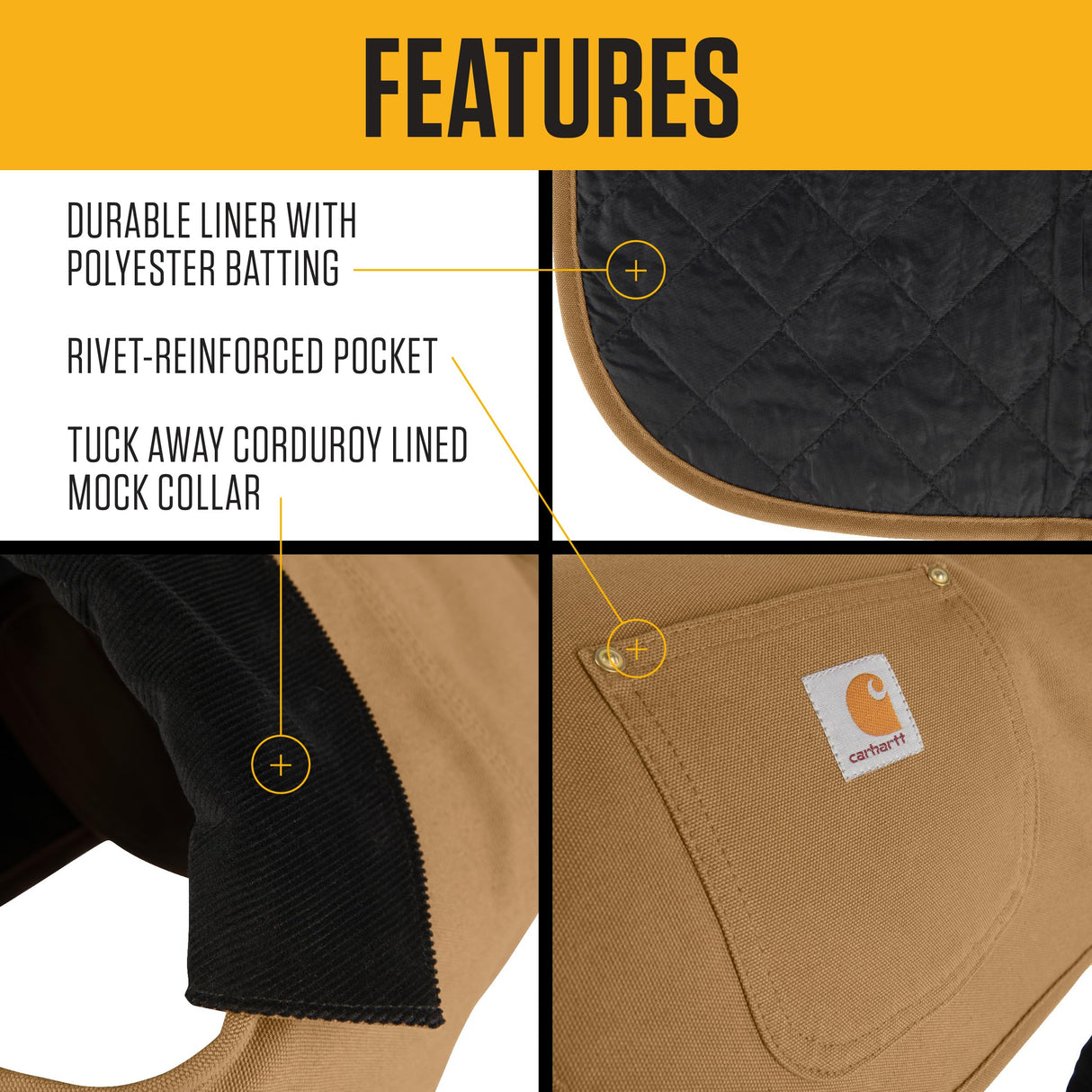 Carhartt Firm Duck Insulated Dog Chore Coat, Durable Weather Resistant Jacket for Cold and Windy Conditions, Hunter Orange, Large