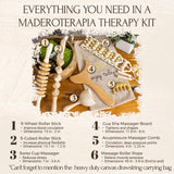 Enjoy Today 6 Pc Professional Solid Wood Therapy Massage Tools with Instruction Guide. Maderoterapia Kit with Lymphatic Drainage Massager, Cellulite Massager and Cupping Kit for Massage Therapy,