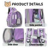 Cat Bubble Backpack Carrier for Small Medium Dogs Cats Carrying Bag, Airline Approved Pet Travel Carrying Bag Dog Hiking Walking Outdoor Backpack (Purple)