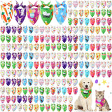Sanwuta 180 Pcs Easter Dog Bandanas Bulk Spring Dog Scarf Adjustable Puppy Bibs Holiday Pet Accessories Grooming Supplies Washable Pets Outfit Costume for Small to Large Pet