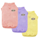 LyssKMK 3Packs Dog Cotton T-Shirt Dog Summer Short Sleeves Puppy Shirts Breathable Pet Vest Clothes with D-Ring for Small Medium Large Dogs Cats Kittens (Yellow Purple Pink) M
