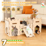 HIIMALEX Extra Large Wooden Bunny Castle House Multistory Climbing Tower Hideout Ventilated Sturdy Habitat for Rabbit Guinea Pig Chinchilla Ferret
