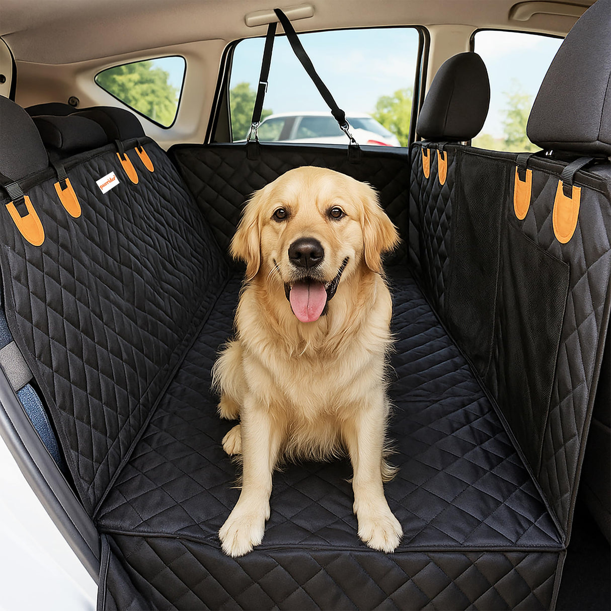 Paw Rider Back Seat Extender for Dogs Hard Bottom - Sturdy Dog Hammock for Car Hard Bottom Car Seat Cover for Dogs, with Seatbelt (No Foam)