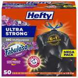 Ultra Strong 30 Gallon Trash Bags, Large Trash Bags 30 Gallon Size, Multipurpose, Break Resistant Drawstring Closure, Resists Leaks, Punctures, and Tears, Black, Fabuloso Scent, 50 Bags