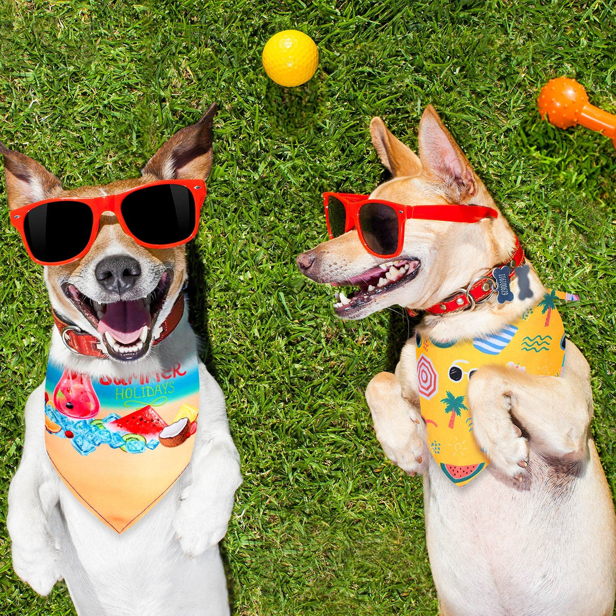 Frienda 20 Pcs Summer Spring Dog Bandanas Hawaiian Style Washable Triangle Pet Bibs Assortment Puppy Kerchief Accessories for Small Medium Pets Dogs Cats(Large)