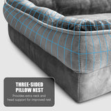 Spotted Play Orthopedic Dog Bed with Sides - Dog Sofa Beds for Extra Large Dogs, Supportive Foam Pet Couch Bed with Washable Removable Cover, Waterproof Lining and Non-Slip Bottom, Grey - XXL