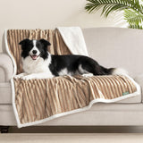 FWERDG Waterproof Dog Blanket for Large Dogs - Washable Pet Throw Blanket for Couch Bed Protector, Cozy Fleece Calming Dog Blankets for Indoors & Outdoors, Linen, 50"x60"