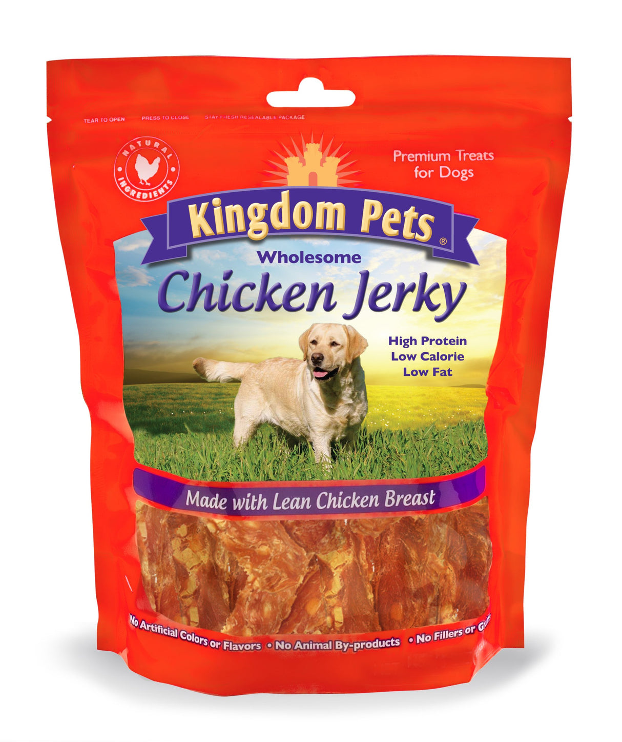Kingdom Pets Chicken Jerky Dog Treats with Only 3 Ingredients and No Fillers, 3 Pound Bag