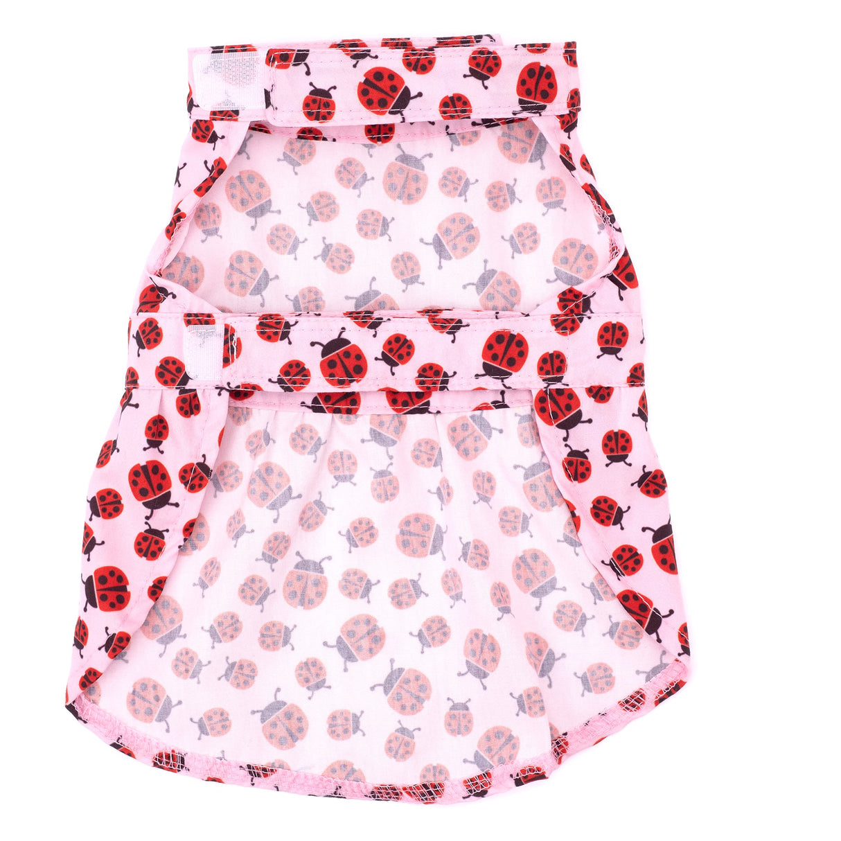 THE WORTHY DOG Designer Ladybug Dog Dress – Stylish Polyester Pet Dress with Bow Detail, Adjustable Touch Fasteners & Machine Washable - Pink, XX-Large