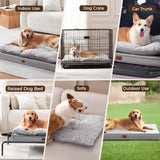 Warmrest 2-Pack Waterproof Dog Bed Medium Size Dogs, Plush Cushion & Orthopedic Egg-Crate Foam Mattress for Senior Dogs, Washable Dog Crate Bed with Removable Cover, Light Grey