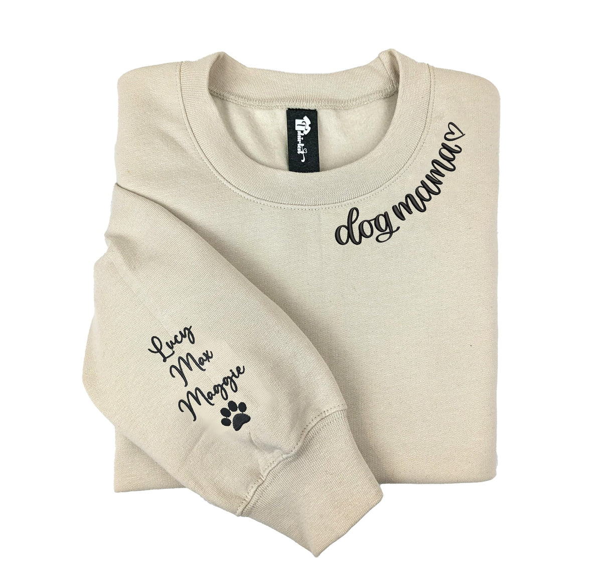 NAZENTI Custom Embroidered Dog Mom Sweatshirt with Pet Name on Sleeve, Dog Mama Sweatshirt, Crewneck or Hoodie, Fur Mama (4)