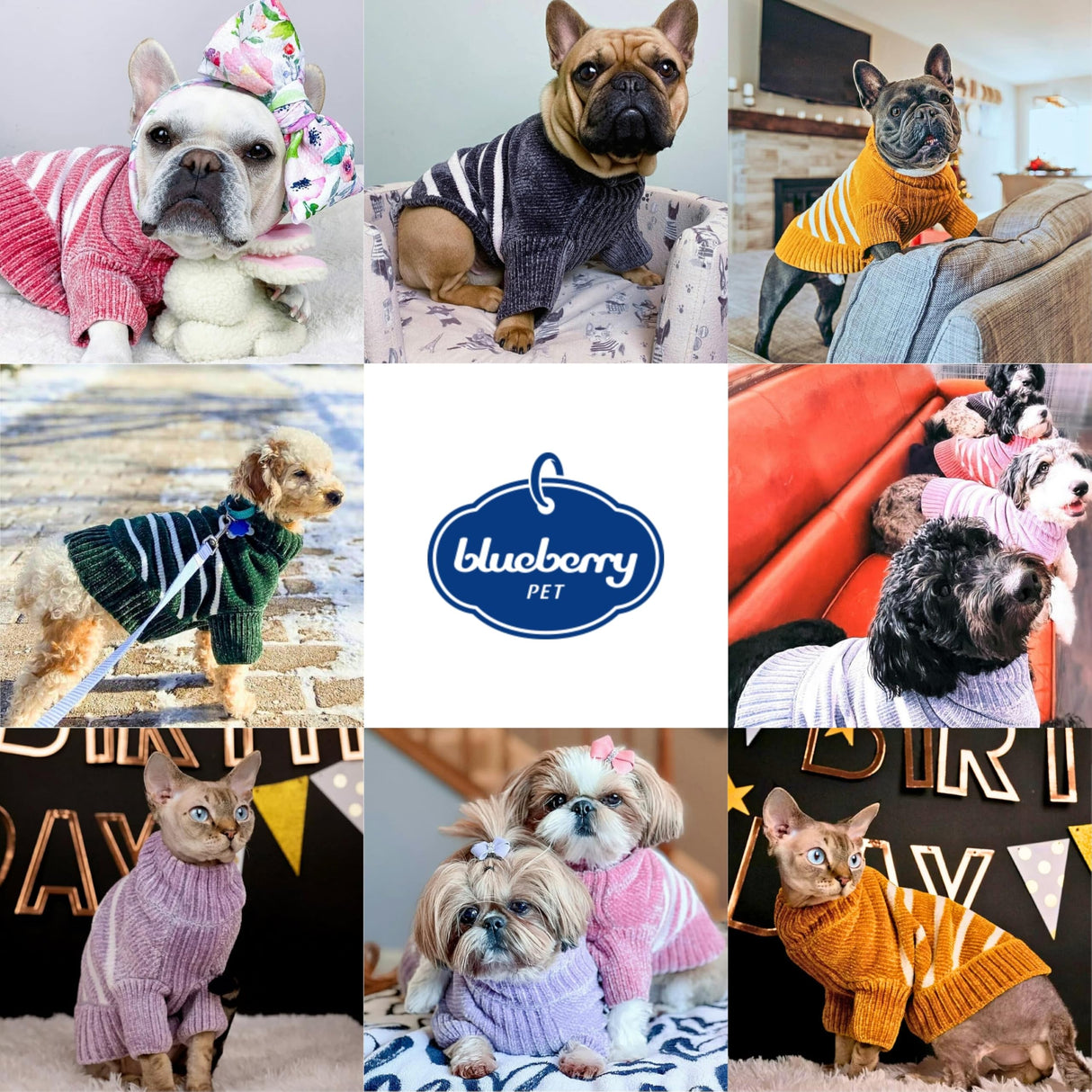 Blueberry Pet Cozy Soft Chenille Classy Striped Dog Sweater in Mustard, Back Length 18", Pack of 1 Clothes for Dogs