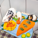 Rabbit Hay Feeder - Interactive Polar Fleece Pet Foraging Mat Toy Indoor for Guinea Pig Bunny Chinchillas Hamster Ferrets Small Animals - Anti Slip Feeding Mat Treat Dispenser Machine Washable