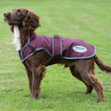 WeatherBeeta ComFiTec Premier Free Parka Deluxe Dog Coat Medium, Maroon/Grey/White, 28"